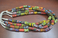 4 Strands Handmade Multi Color Stripe Africa Old Glass Beading Beads