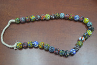32 Pcs Handmade Multi Color Stripe Africa Old Glass Beading Beads