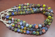 4 Strands Handmade Multi Color Stripe Africa Old Glass Beading Beads 3/4"