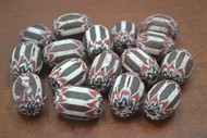25 Pcs Handmade Brown & White Stripe Chevron Glass Beads