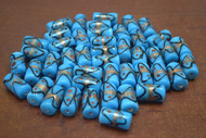 90 Pcs Handmade Fancy Light Blue Stripe Glass Tube Beading Beads