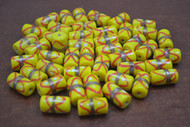 90 Pcs Handmade Fancy Yellow Stripe Glass Tube Beading Beads