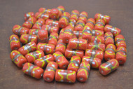 90 Pcs Handmade Fancy Red Stripe Glass Tube Beading Beads