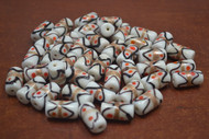 90 Pcs Handmade Fancy White Stripe Glass Tube Beading Beads