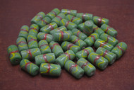 90 Pcs Handmade Fancy Light Green Stripe Glass Tube Beading Beads