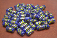 90 Pcs Handmade Fancy Blue Dark Stripe Glass Tube Beading Beads