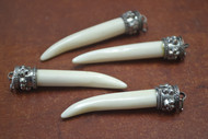4 Pcs White Buffalo Bone Brass Caps Pendant 2 1/2"
