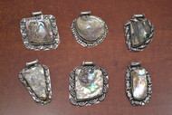 6 Pcs Assort Mix Abalone Shell Silver Plated Pendant 