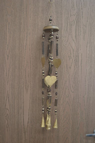 Handmade Heart Rusty Iron Metal Bells With Wood Windchime