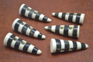 Stripe Black and White Buffalo Horn Toggle Buttons 2"