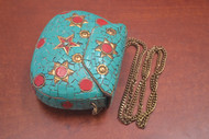 Handmade Turquoise Shell Clutch Brass Metal Purse