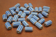 40 Pcs Antique Blue & Orange  Chevron Glass Beads