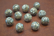 12 Pcs Round Abalone Shell Mosaic Loose Beads 18mm