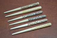 6 Pcs Carved Water Buffalo Horn Wood Hair Sticks Pins