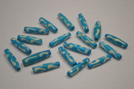 Dyed Blue Wavy Buffalo Bone Tube Beads 1"