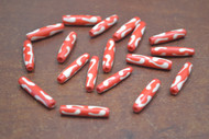 Dyed Red Wavy Buffalo Bone Tube Beads 1"