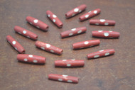 Dyed Red Spotted Buffalo Bone Tube Beads 1"