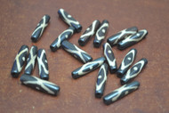 Chocolate Brown Wavy Buffalo Bone Tube Beads 1"