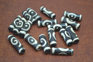 Chocolate Brown Buffalo Bone Tube Wavy Beads 1"