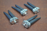 4 Pcs Black Buffalo Bone Capped Pendants 2 1/2"