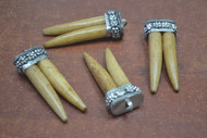 4 Pcs Brown Buffalo Bone Capped Pendants 2 1/2"