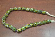 24 Pcs Handmade Green African Old Glass Tube Beading Beads 7/8"