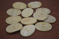 50 Pcs Carved Brown Oval Buffalo Bone Sewing Buttons 1 1/4"