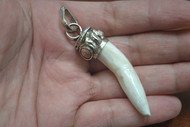 White Whelk Shell Agate Gemstone Brass Capped Pendant