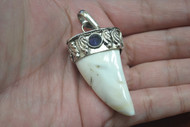 White Whelk Seashell Agate Gemstone Brass Capped Pendant