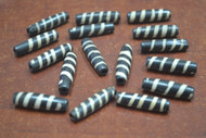 Chocolate Brown Buffalo Bone Wavy Tube Beads 1"