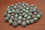 100 Pcs Handmade Green Stripe Chevron Glass Beads