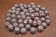 80 Pcs Handmade Brown Stripe Chevron Glass Beads