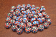 60 Pcs Handmade Blue Stripe Chevron Glass Beads