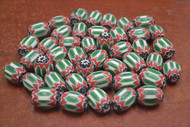 60 Pcs Handmade Green Stripe Chevron Glass Beads