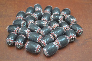 60 Pcs Handmade Black Stripe Chevron Glass Beads