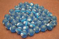 150 Pcs Blue Evil Eye Glass Round Beading Beads 5/8"