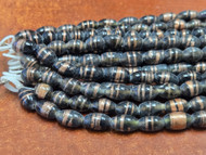 12 Strands Stripe Black Glass Tube Beading Beads 18"