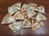 25 Pcs Triangle Red Blank Abalone Shell Charm Pendants 2"