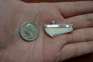 Six Gill Bluntnose Cow Shark Teeth Silver Cap Pendant
