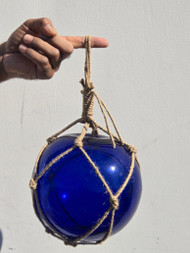 Cobalt Blue Reproduction Glass Float Ball Buoy 8"