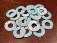 100 Pcs Dyed Aqua Blue Circle Round Blank Shell Charms 1"