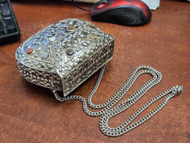 Gemstone Clutch Brass Metal Purse 5"