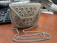 Handmade Gemstone Brass  Metal Clutch Purse 5 1/2"