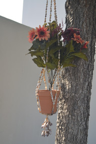 Handmade Plant Bead Shell Hanger Holder 32"