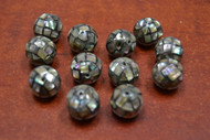 12 Pcs Round Abalone Shell Mosaic Loose Beads 12mm