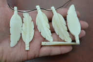 White Carved Buffalo Bone Leaf Pendant