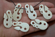 White Carved Buffalo Bone Whale Tail Pendant