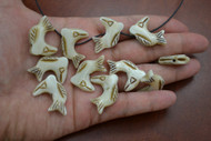 Small Brown Carved Buffalo Bone Fish Pendant