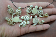 Small Brown Carved Buffalo Bone Turtle Pendant