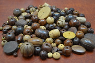 Assort Mix Tube Round Wood Beads
